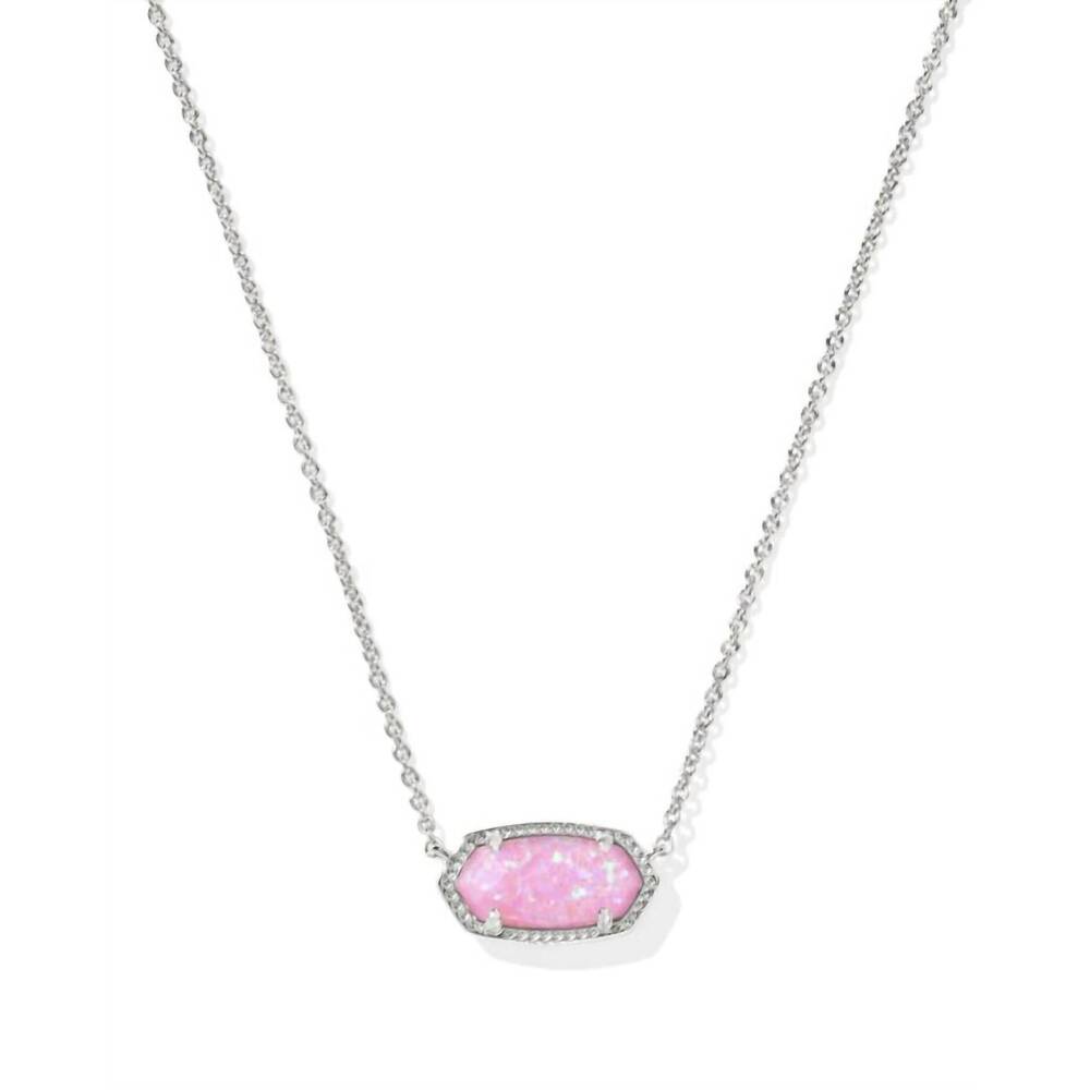 NEW KENDRA SCOTT elisa short pendant necklace in silver carnation kyocera opal